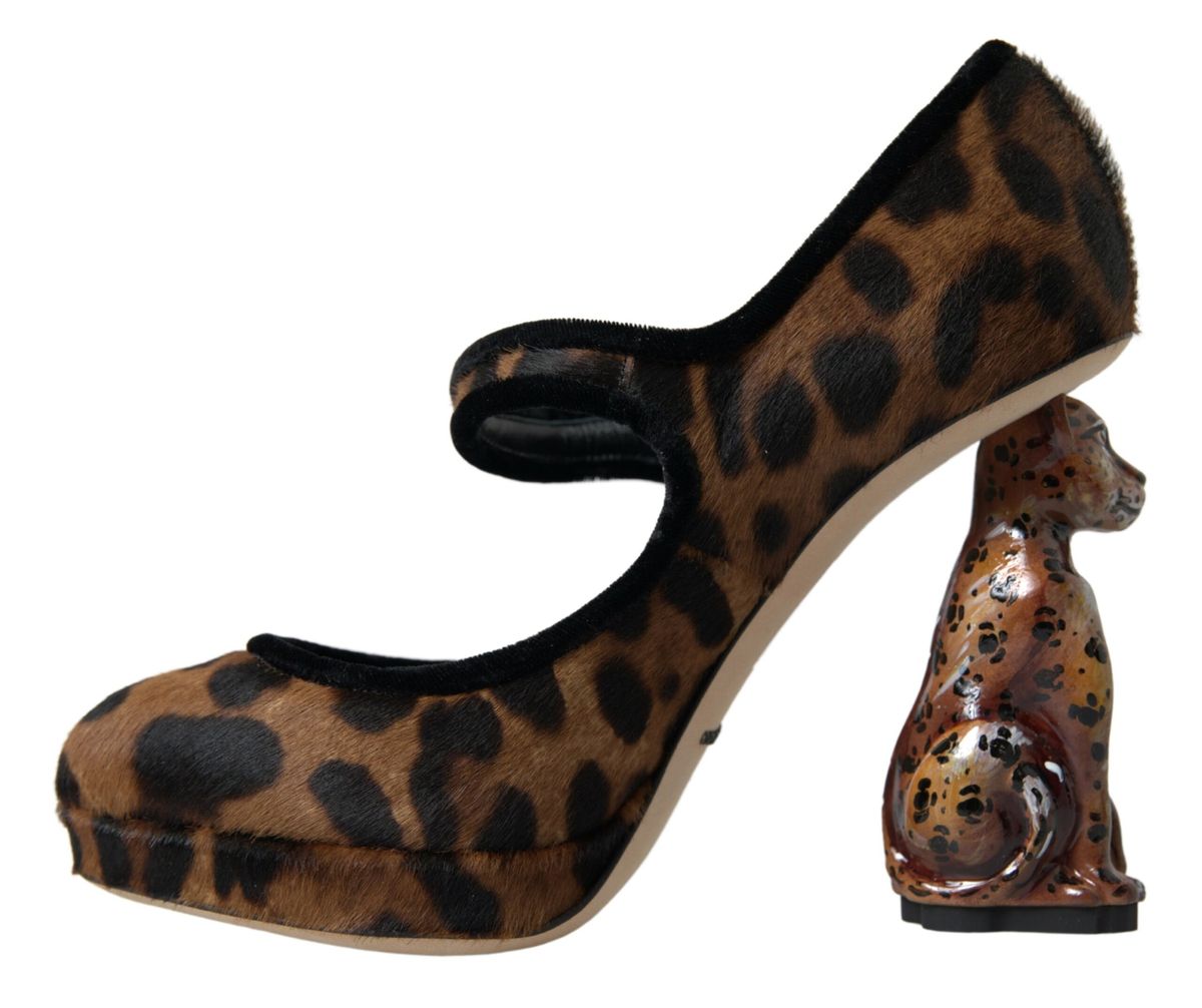 Dolce &amp; Gabbana – Mary-Jane-Pumps mit Leopardenmuster in Schwarz und Braun