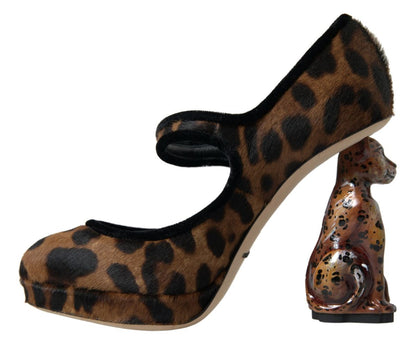 Dolce &amp; Gabbana – Mary-Jane-Pumps mit Leopardenmuster in Schwarz und Braun
