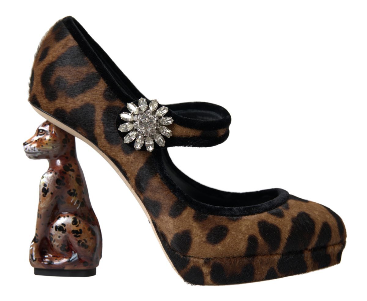 Dolce &amp; Gabbana – Mary-Jane-Pumps mit Leopardenmuster in Schwarz und Braun