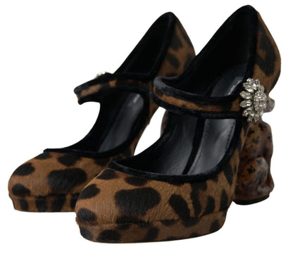 Dolce &amp; Gabbana – Mary-Jane-Pumps mit Leopardenmuster in Schwarz und Braun