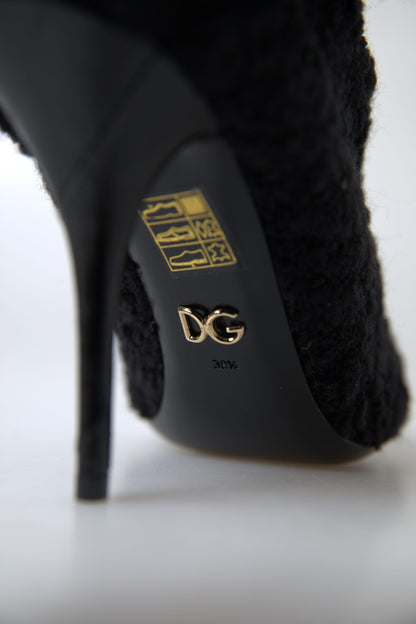 Dolce &amp; Gabbana – Wadenhohe Stiefel mit Stilettoabsatz in Schwarz