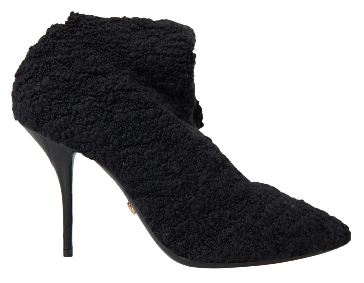 Dolce &amp; Gabbana – Wadenhohe Stiefel mit Stilettoabsatz in Schwarz