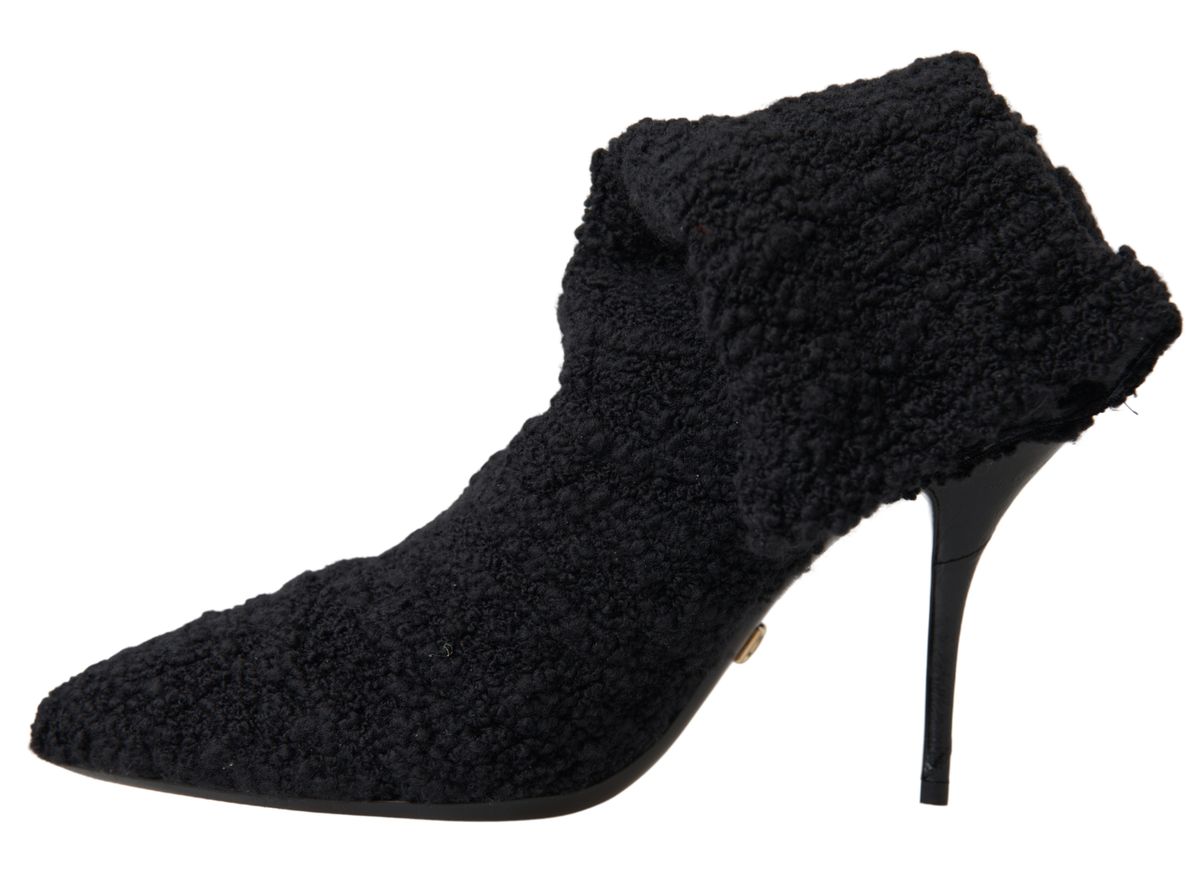 Dolce &amp; Gabbana – Wadenhohe Stiefel mit Stilettoabsatz in Schwarz