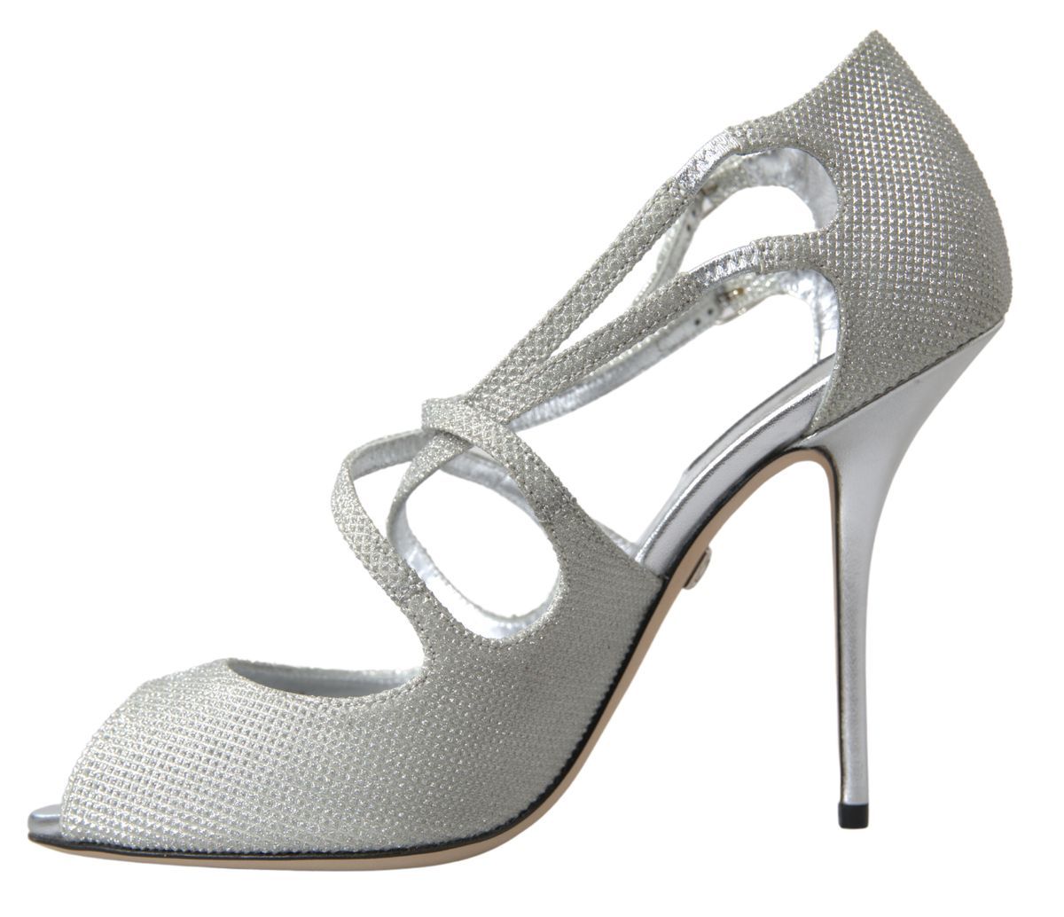 Dolce &amp; Gabbana Silber Schimmernde Sandalen Absatz Pumps Schuhe