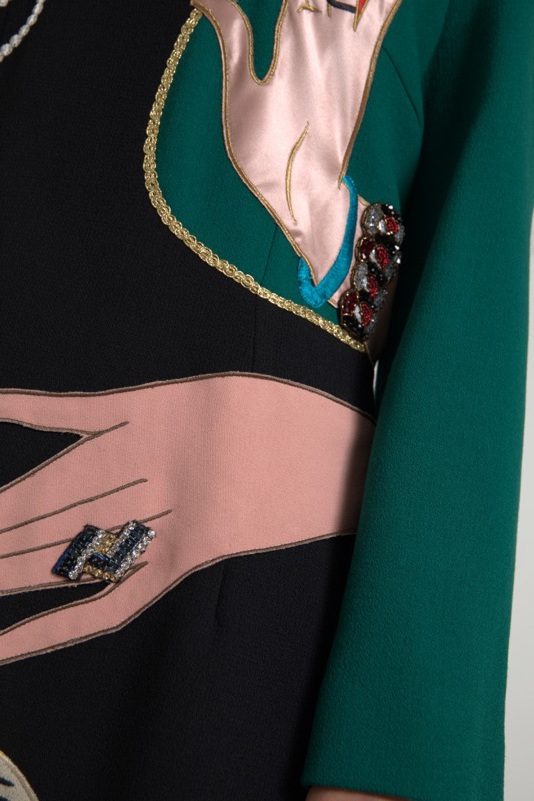 Dolce &amp; Gabbana – Mehrfarbiges Maxikleid in A-Linie mit langen Ärmeln