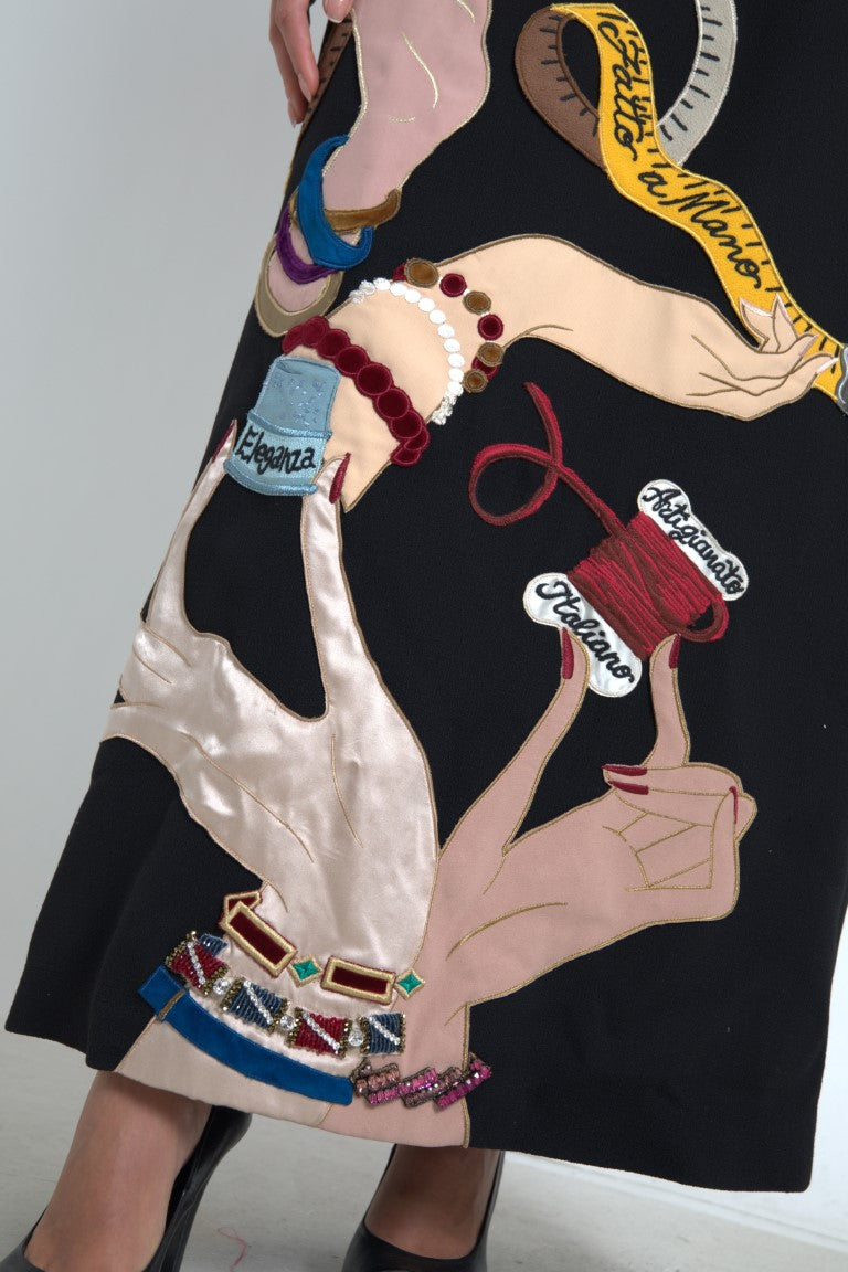 Dolce &amp; Gabbana – Mehrfarbiges Maxikleid in A-Linie mit langen Ärmeln