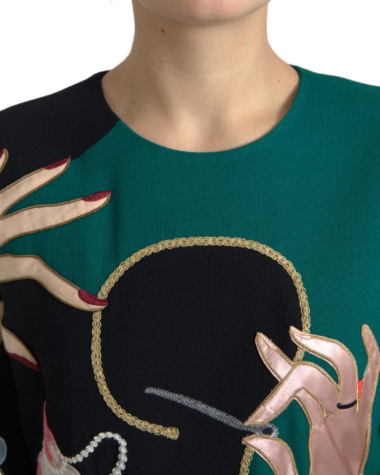 Dolce &amp; Gabbana – Mehrfarbiges Maxikleid in A-Linie mit langen Ärmeln