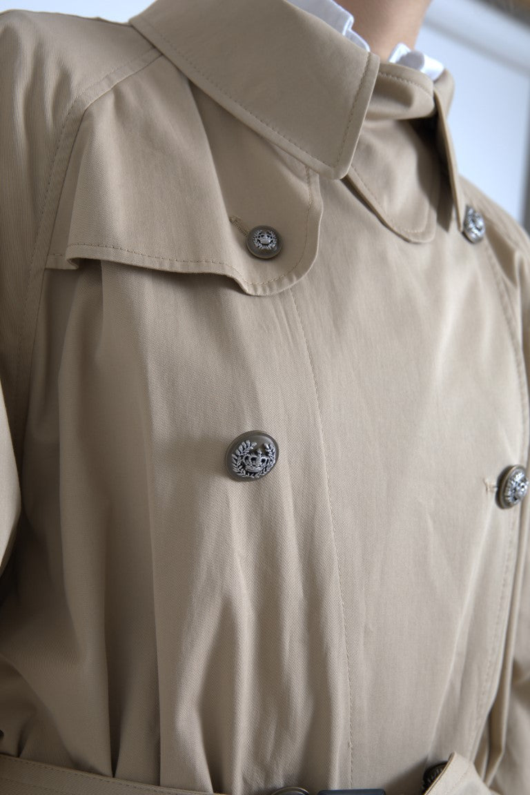 Dolce &amp; Gabbana – Zweireihige Trenchcoat-Jacke in Khaki