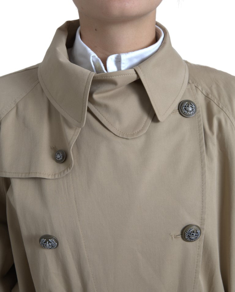 Dolce &amp; Gabbana – Zweireihige Trenchcoat-Jacke in Khaki