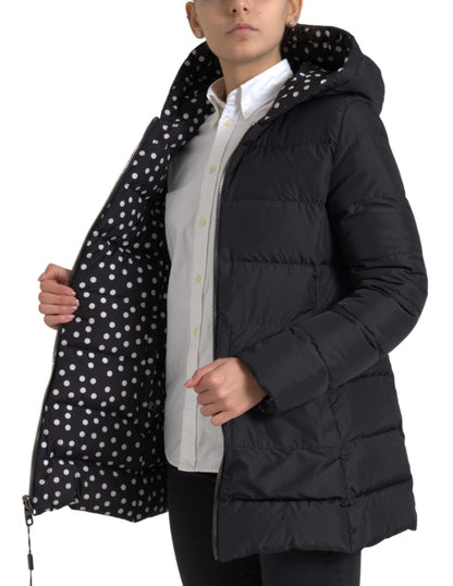 Dolce &amp; Gabbana – Wendejacke aus schwarzem Polyester mit Kapuze