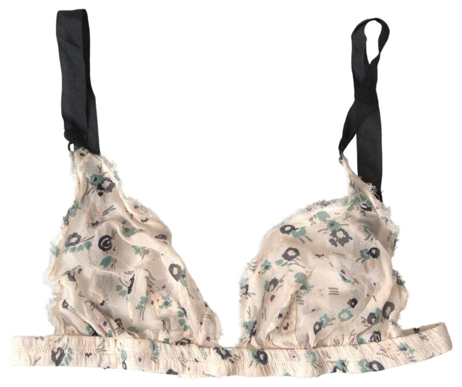 Costume National Beige Floral Underwear Bikini-BH