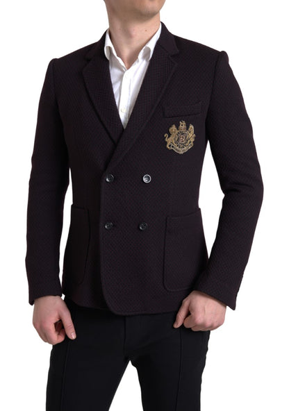 Dolce &amp; Gabbana – Lilafarbener, zweireihiger Blazer mit Logostickerei
