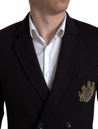 Dolce &amp; Gabbana – Lilafarbener, zweireihiger Blazer mit Logostickerei