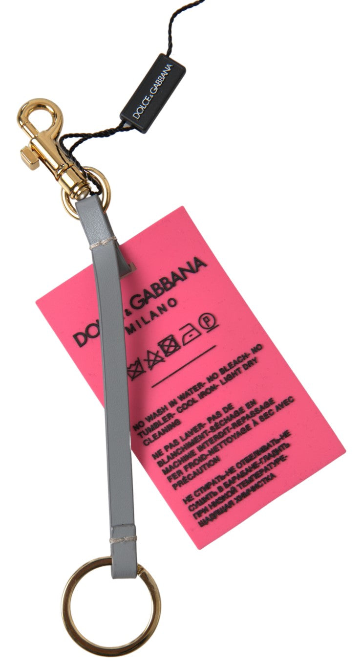 Dolce &amp; Gabbana Pink Silikon DG Logo Gold Messing Schlüsselanhänger Damen Schlüsselanhänger