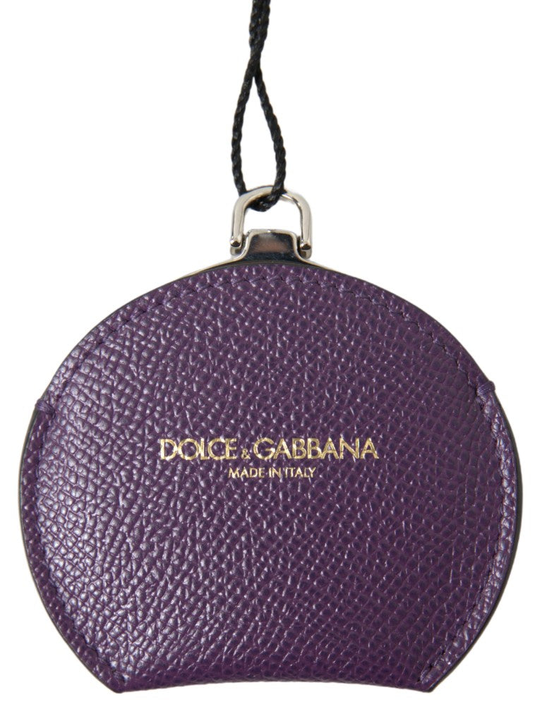 Dolce &amp; Gabbana – Runder Handspiegelhalter aus violettem Kalbsleder