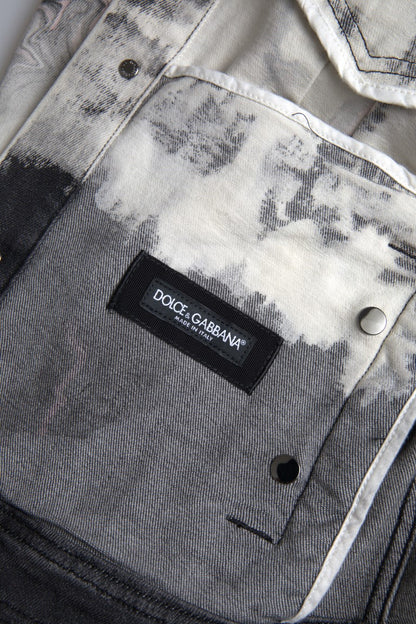 Dolce &amp; Gabbana – Mehrfarbige Jeansjacke aus Baumwolle mit Kragen
