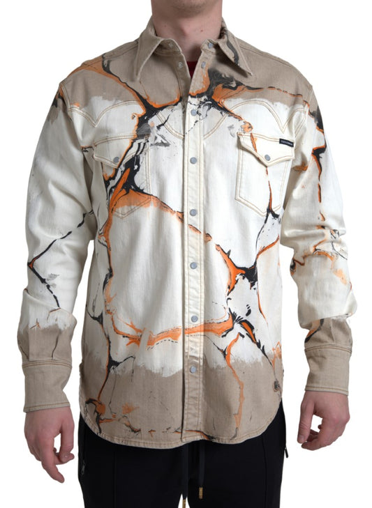 Dolce &amp; Gabbana Mehrfarbiges Jeanshemd aus Baumwolle mit Kragen