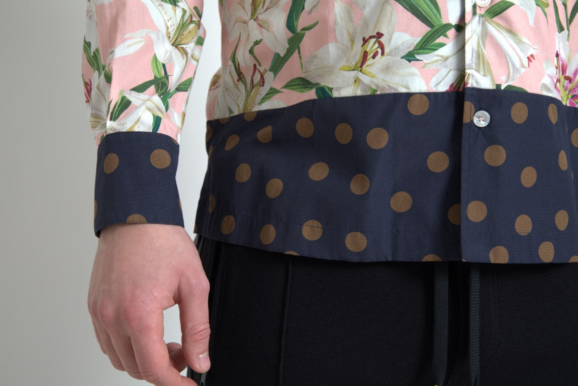 Dolce &amp; Gabbana – Baumwollhemd mit gepunktetem Lilien-Print und Kragen