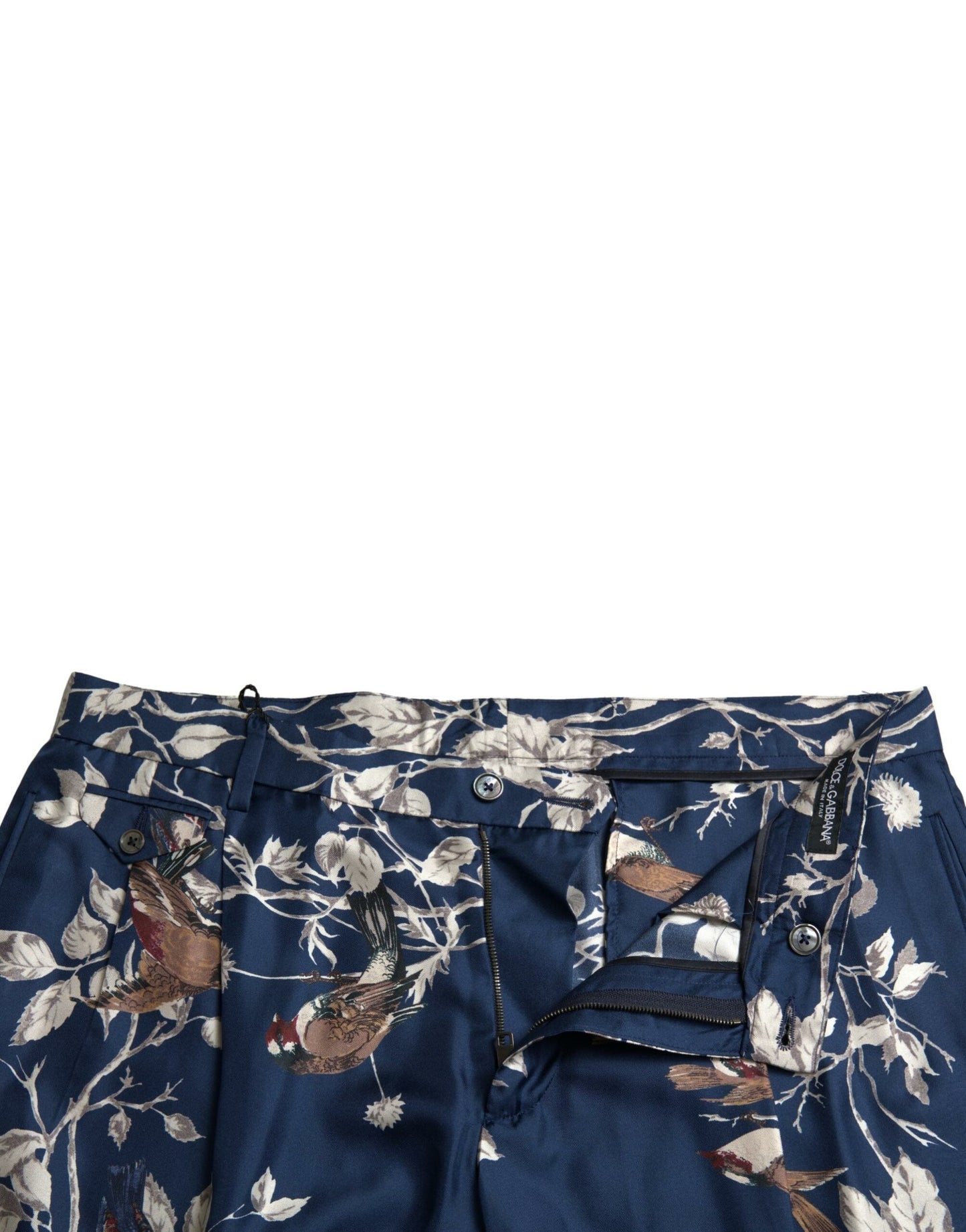 Dolce &amp; Gabbana – Blaue Bermudashorts aus Seide mit Blumendruck für Herren