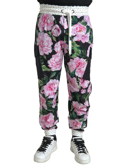 Dolce &amp; Gabbana Multicolor Peony Joggers Baumwolle Herren Hosen