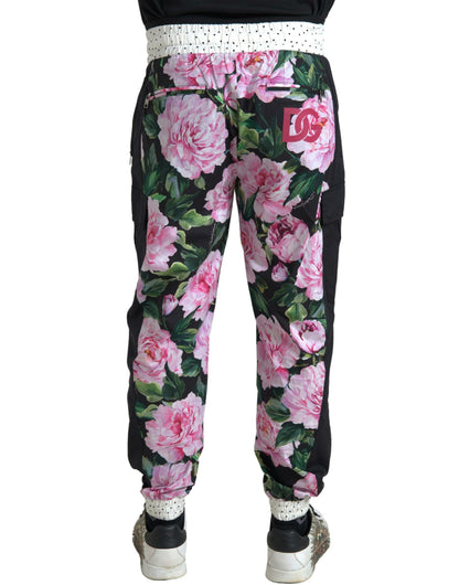 Dolce &amp; Gabbana Multicolor Peony Joggers Baumwolle Herren Hosen