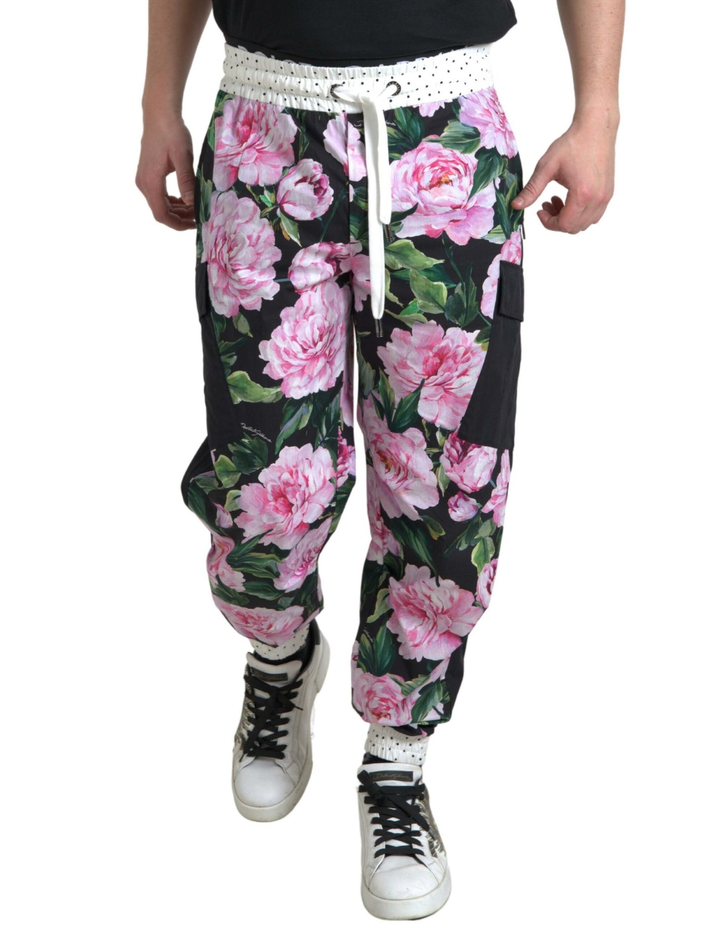 Dolce &amp; Gabbana Multicolor Peony Joggers Baumwolle Herren Hosen