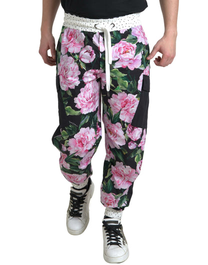 Dolce &amp; Gabbana Multicolor Peony Joggers Baumwolle Herren Hosen
