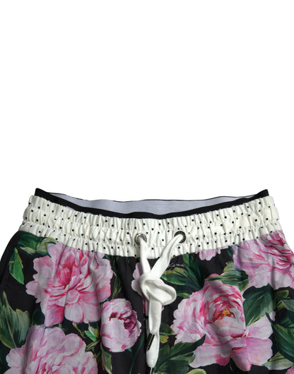 Dolce &amp; Gabbana Multicolor Peony Joggers Baumwolle Herren Hosen