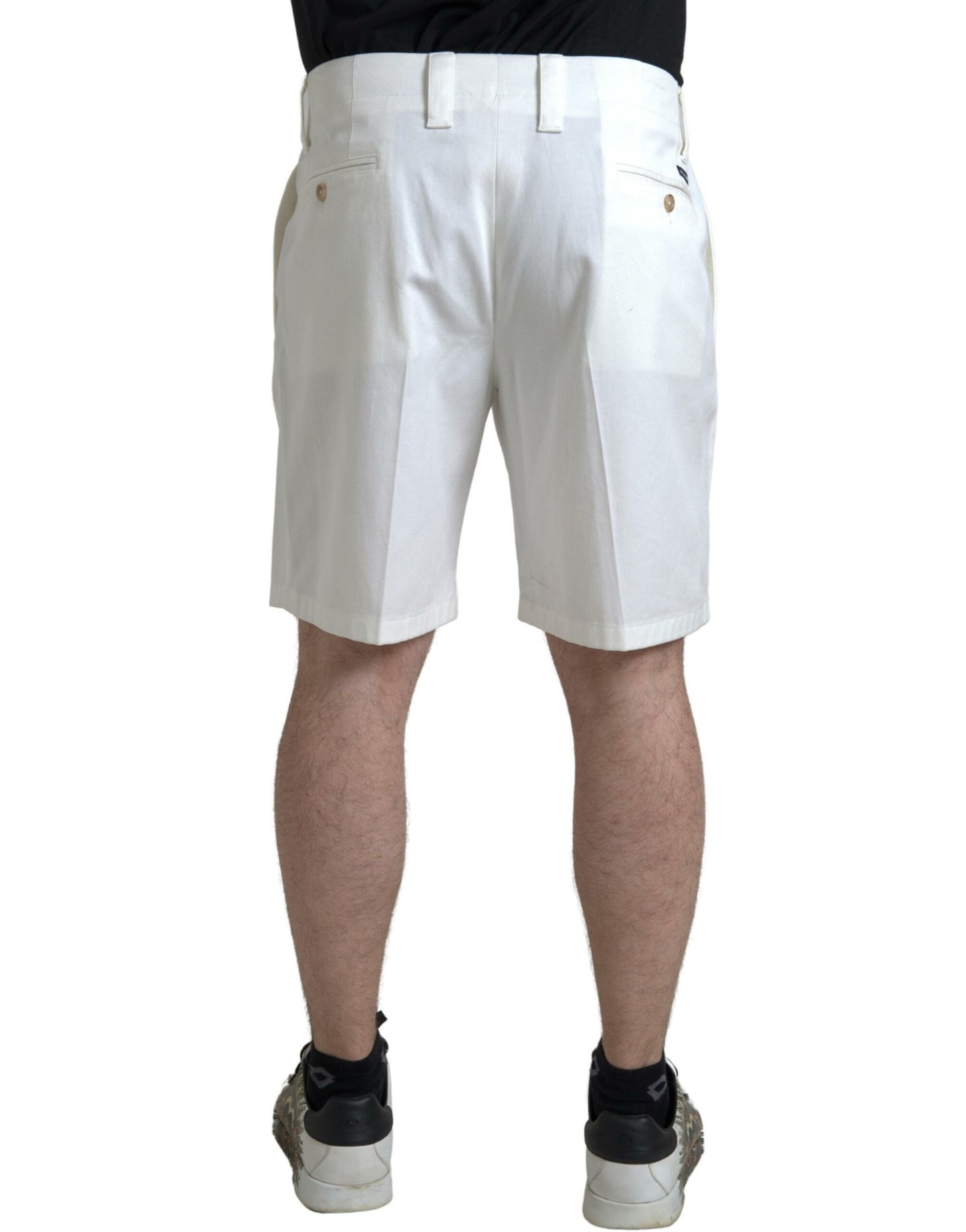 Dolce &amp; Gabbana – Bermudashorts aus weißem Baumwollstretch für Herren