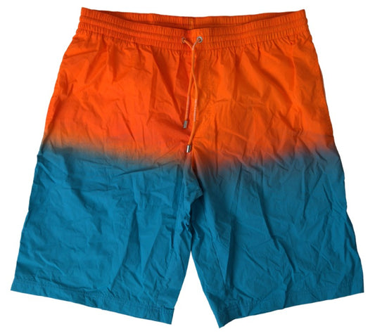 Dolce &amp; Gabbana Orange Blau Gradient Beachwear Bademode Shorts
