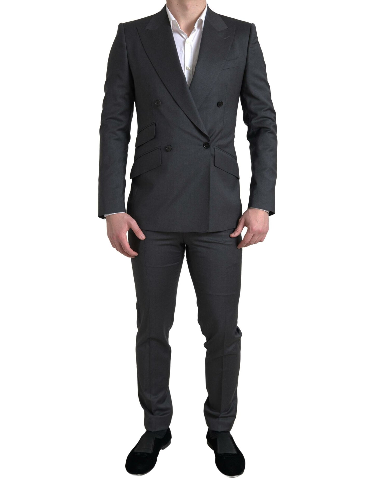 Dolce &amp; Gabbana Grauer 2-teiliger zweireihiger SICILIA-Anzug