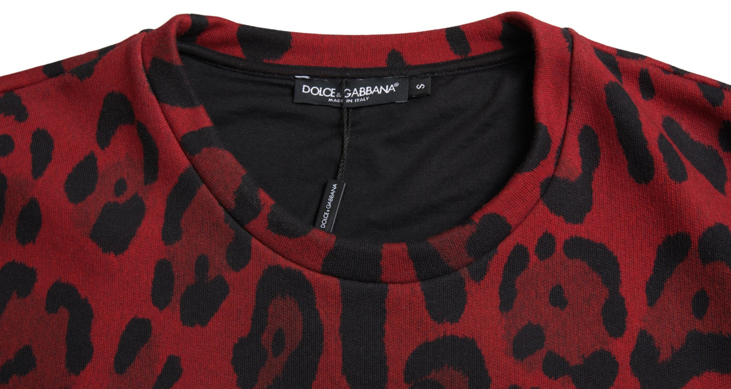 Dolce &amp; Gabbana – Ärmelloses Tank-T-Shirt aus Baumwolle mit rotem Leopardenmuster