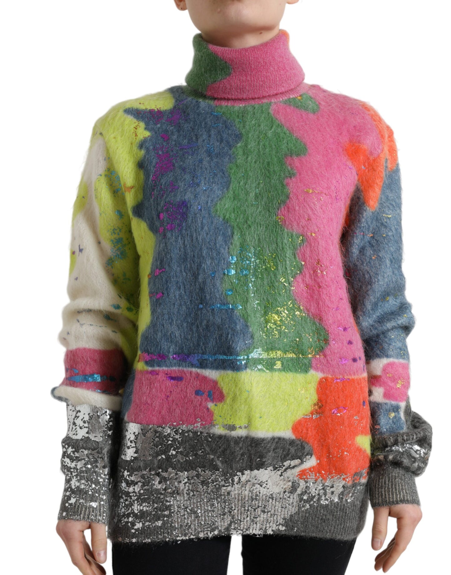 Dolce &amp; Gabbana Mehrfarbiger Rollkragenpullover aus Mohair