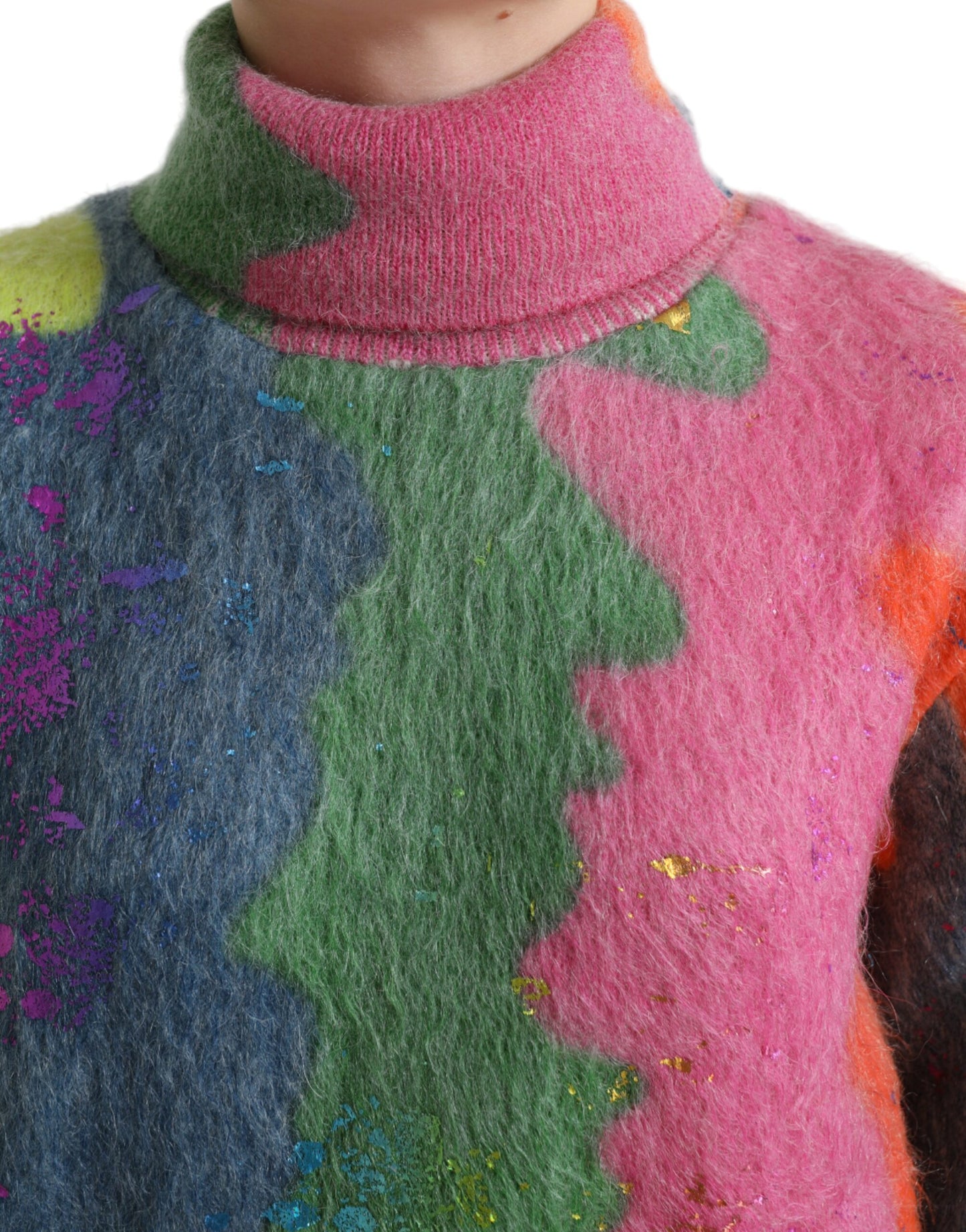 Dolce &amp; Gabbana Mehrfarbiger Rollkragenpullover aus Mohair