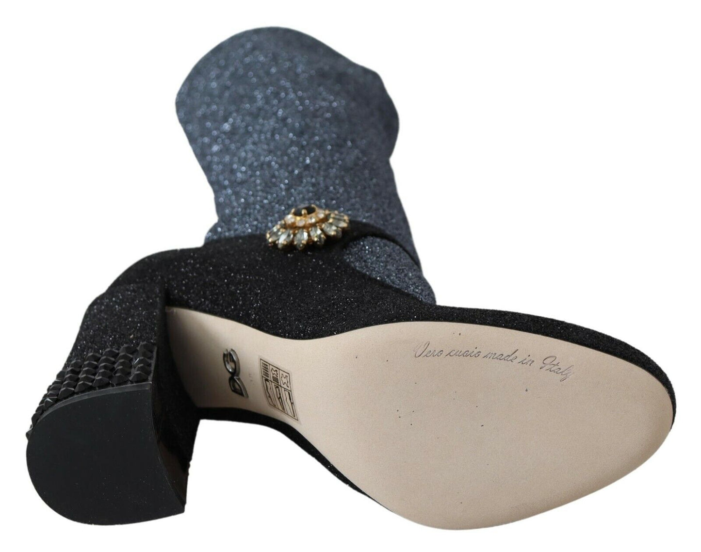 Dolce &amp; Gabbana – Mary Janes-Stiefeletten mit Kristallen in Schwarz