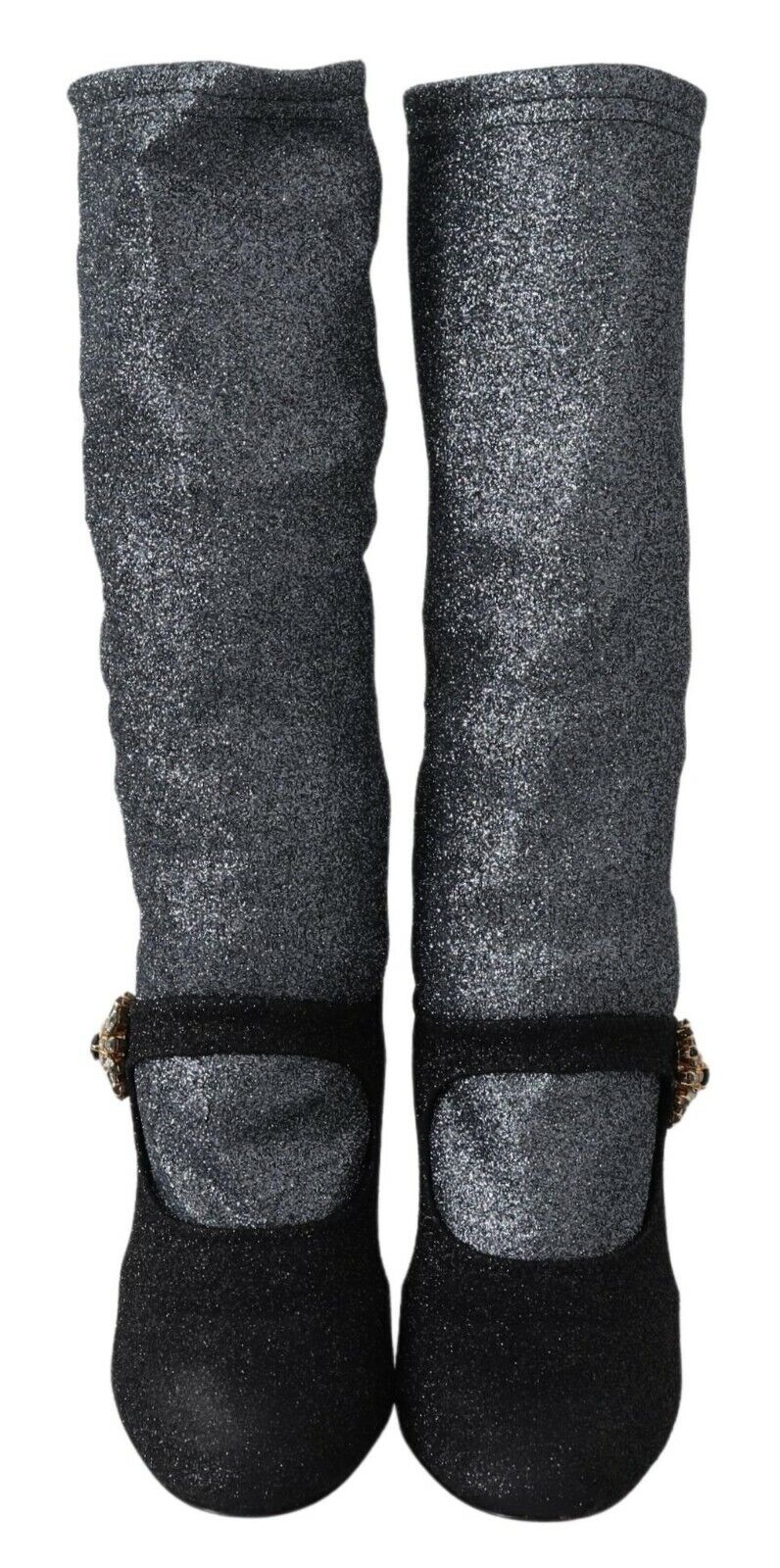 Dolce &amp; Gabbana – Mary Janes-Stiefeletten mit Kristallen in Schwarz