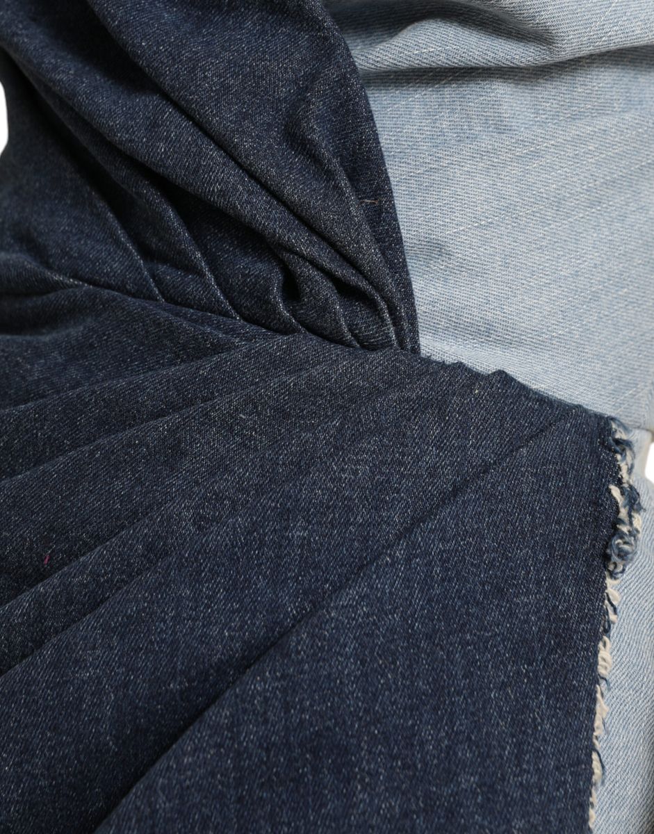 Dolce &amp; Gabbana – Blaues, zweifarbiges Denim-Minikleid im Patchwork-Stil