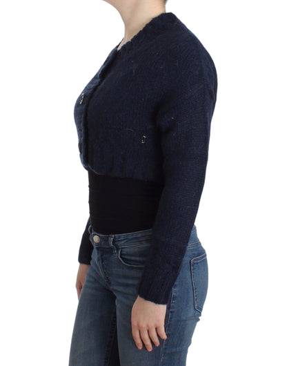 John Galliano Blaue kurze Strickjacke