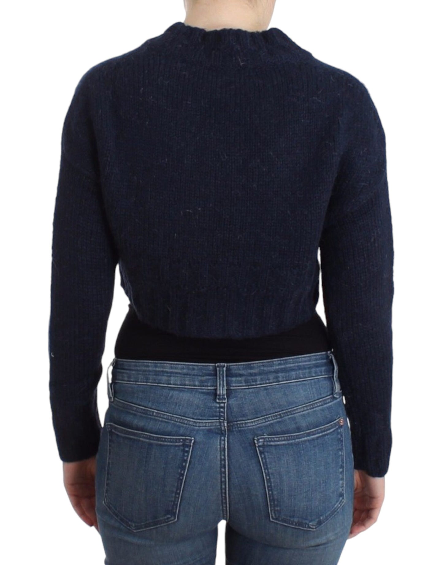 John Galliano Blaue kurze Strickjacke