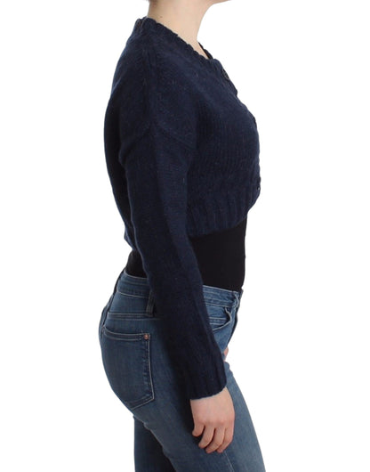 John Galliano Blaue kurze Strickjacke