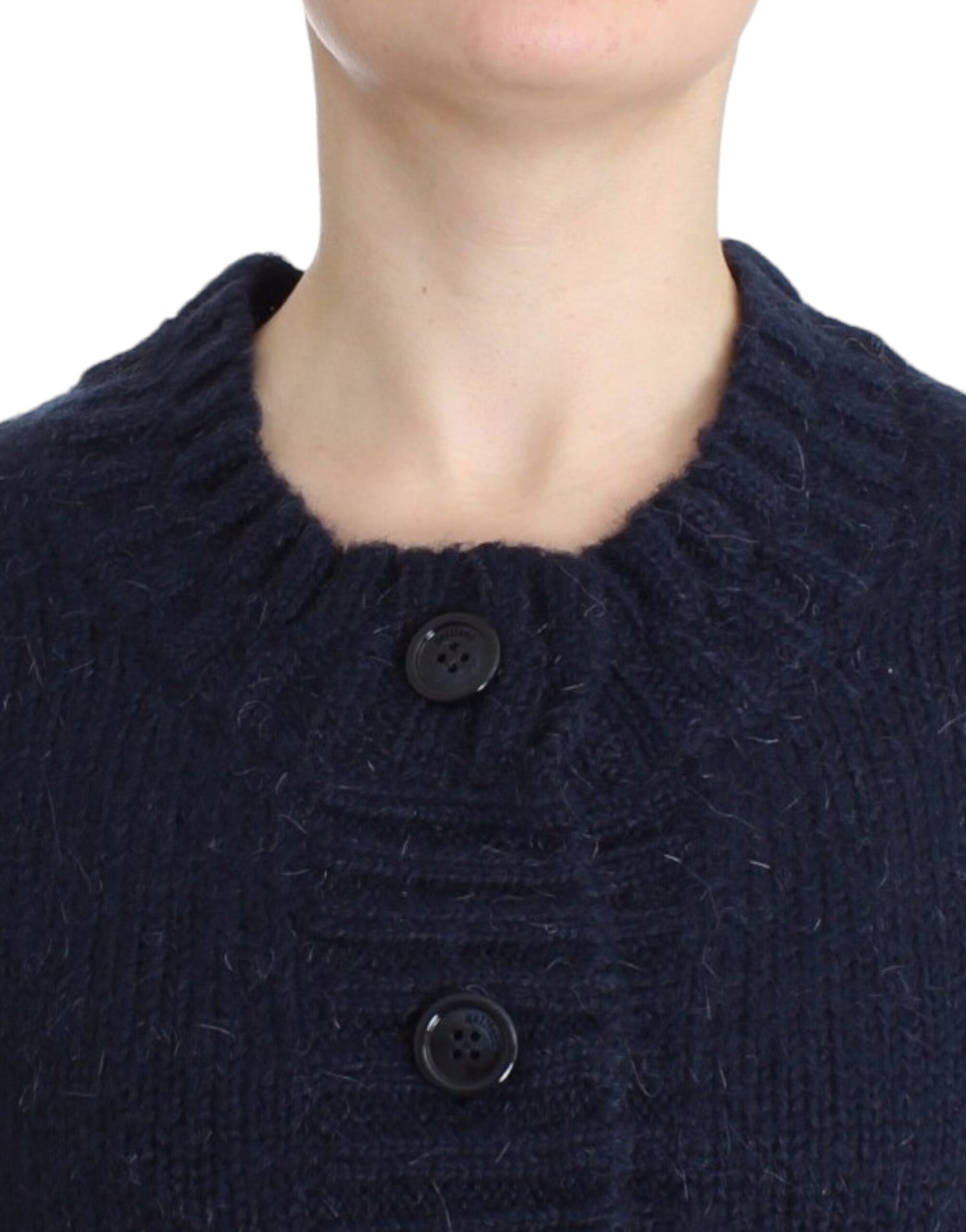 John Galliano Blaue kurze Strickjacke