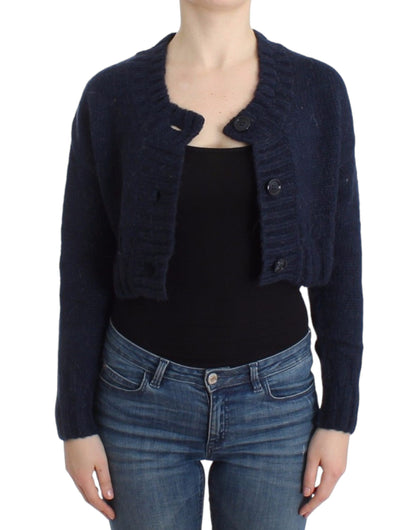 John Galliano Blaue kurze Strickjacke