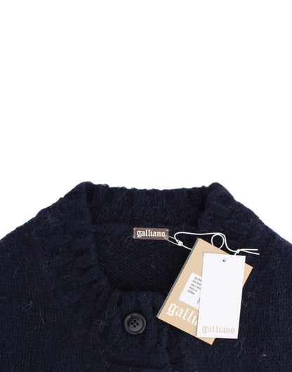 John Galliano Blaue kurze Strickjacke