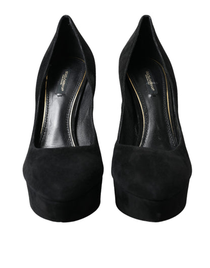 Dolce &amp; Gabbana – Pumps mit Plateauabsatz aus schwarzem Wildleder