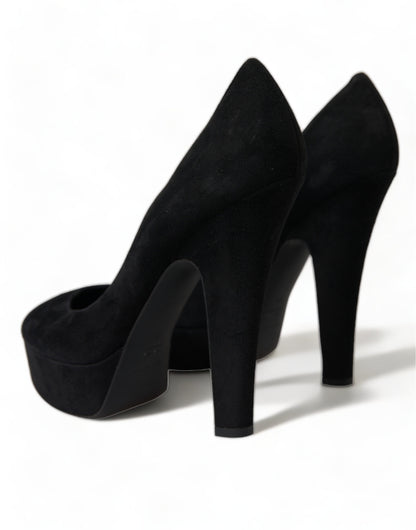 Dolce &amp; Gabbana – Pumps mit Plateauabsatz aus schwarzem Wildleder