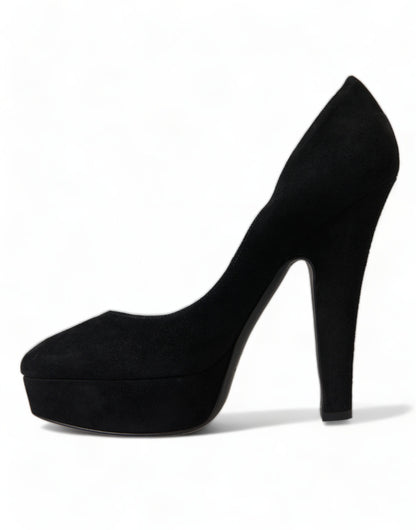 Dolce &amp; Gabbana – Pumps mit Plateauabsatz aus schwarzem Wildleder