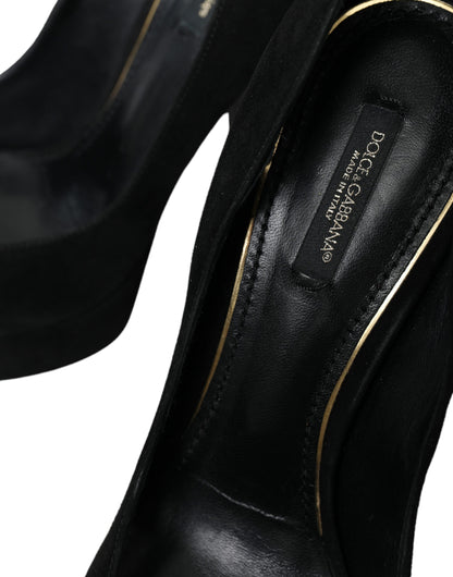 Dolce &amp; Gabbana – Pumps mit Plateauabsatz aus schwarzem Wildleder