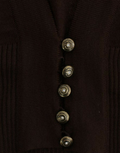 Cavalli Braune kurze Wollstrickjacke