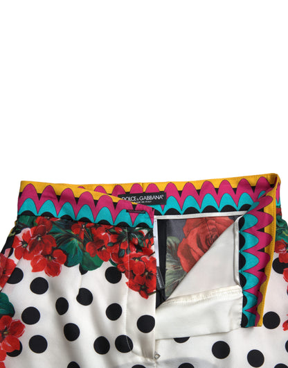 Dolce &amp; Gabbana – Hotpants-Shorts mit mehrfarbigem Blumenmuster und Tupfenmuster