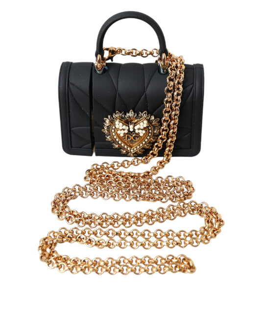Dolce & Gabbana Black Silicone Devotion Heart Gold Chain Airpods Case